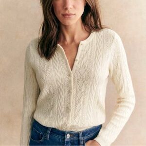 Sezane Cream Cable Knit Sweater